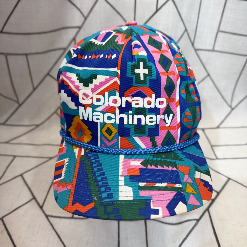San Sun Snapback Hat OSFA Multi Color Colorado Machinery Southwestern Rope 90s